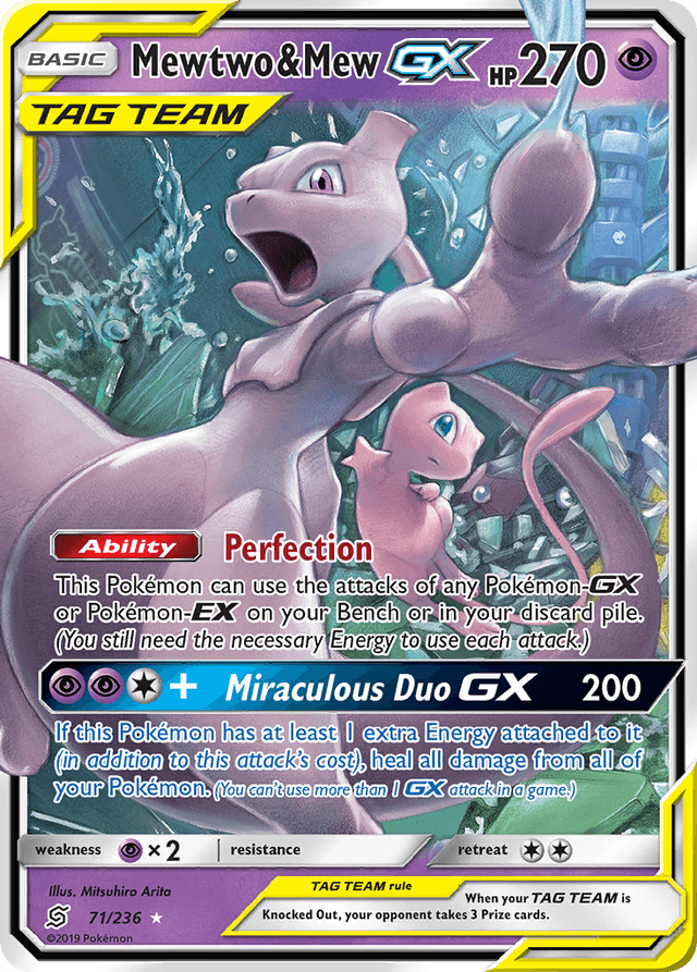 Carta Mewtwo & Mew-GX 71/236 do set Unified Minds — Pokémon TCG | Bynx
