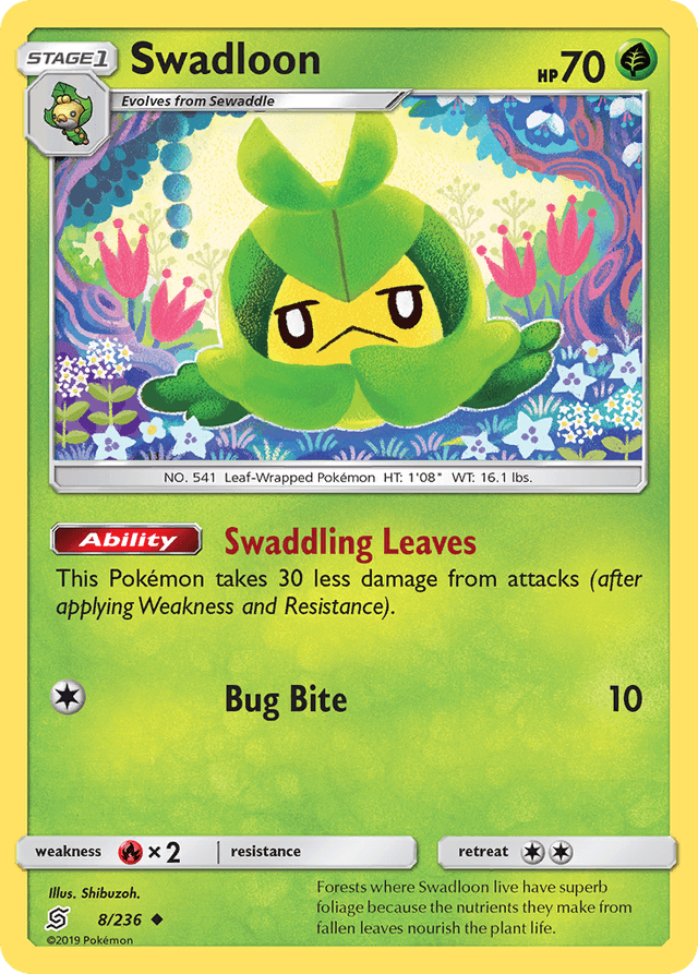 Carta Swadloon 8/236 do set Unified Minds — Pokémon TCG | Bynx