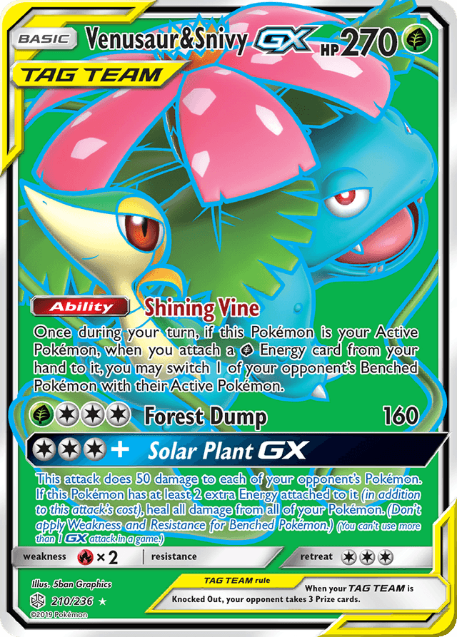 Carta Venusaur & Snivy-GX 210/236 do set Cosmic Eclipse — Pokémon TCG | Bynx