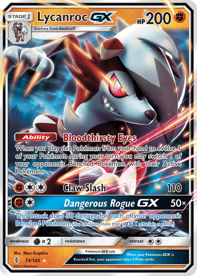Carta Lycanroc-GX 74/145 do set Guardians Rising — Pokémon TCG | Bynx