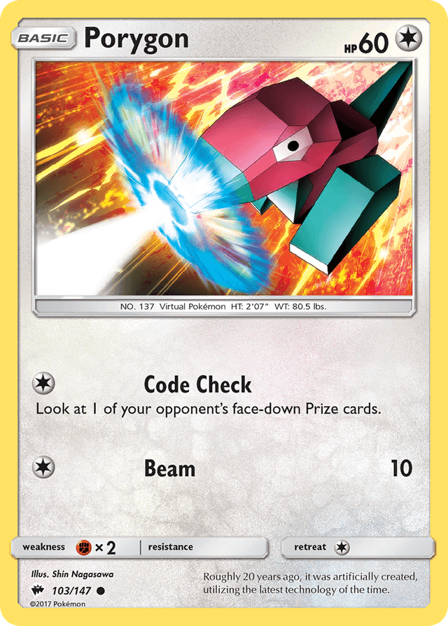 Carta Porygon 103/147 do set Burning Shadows — Pokémon TCG | Bynx