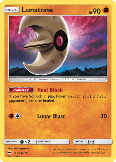 Carta Lunatone 68/147 do set Burning Shadows — Pokémon TCG | Bynx