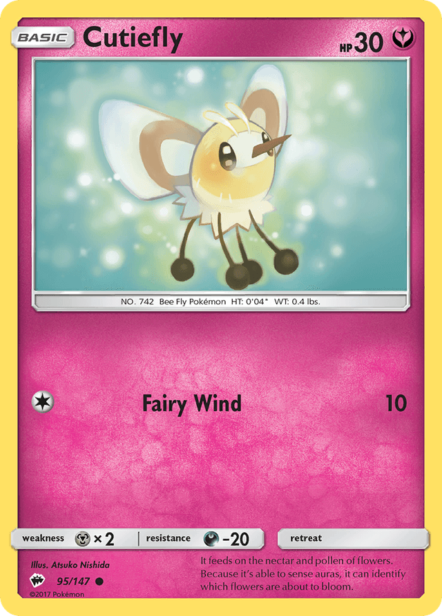 Carta Cutiefly 95/147 do set Burning Shadows — Pokémon TCG | Bynx