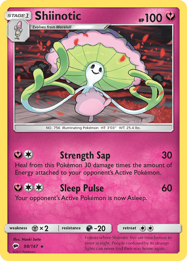 Carta Shiinotic 98/147 do set Burning Shadows — Pokémon TCG | Bynx