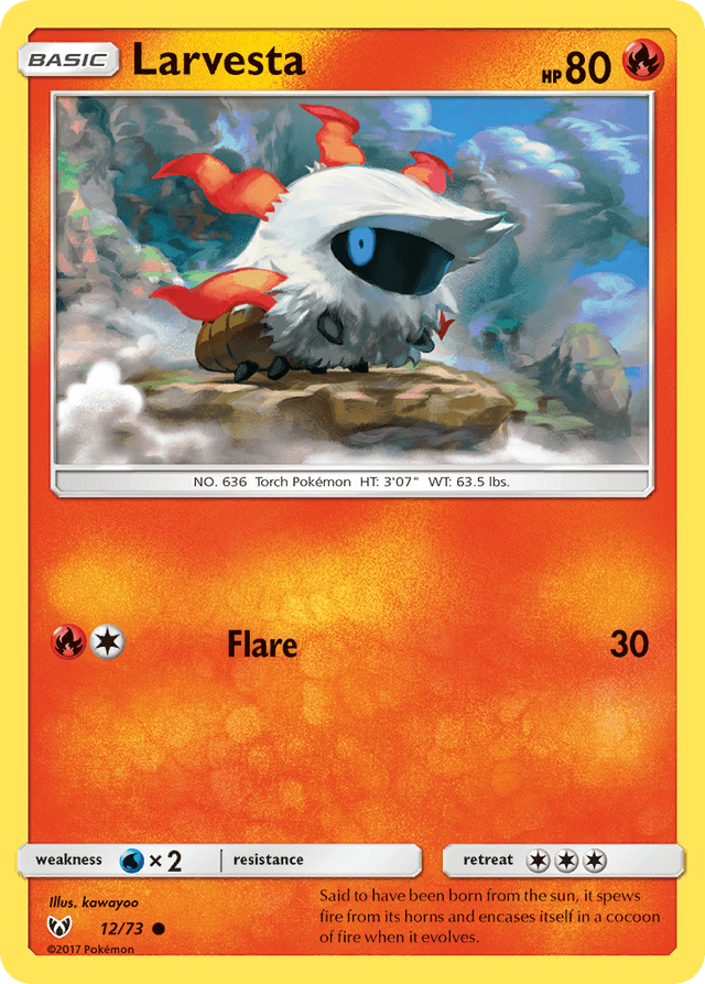 Carta Larvesta 12/73 do set Shining Legends — Pokémon TCG | Bynx