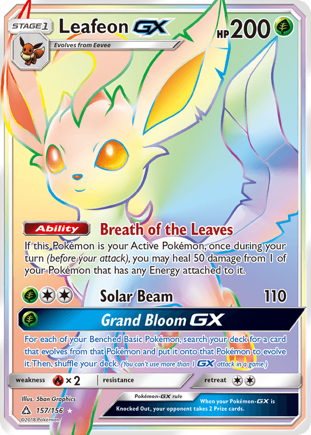 Carta Leafeon-GX 157/156 do set Ultra Prism — Pokémon TCG | Bynx