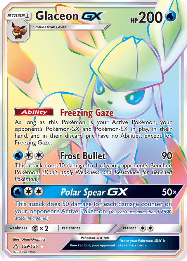 Carta Glaceon-GX 159/156 do set Ultra Prism — Pokémon TCG | Bynx