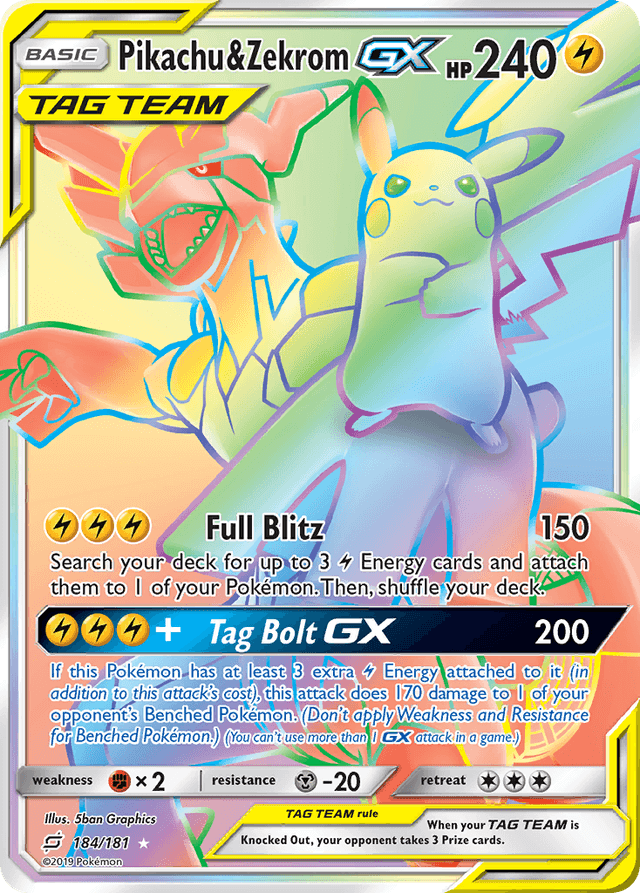 Carta Pikachu & Zekrom-GX 184/181 do set Team Up — Pokémon TCG | Bynx