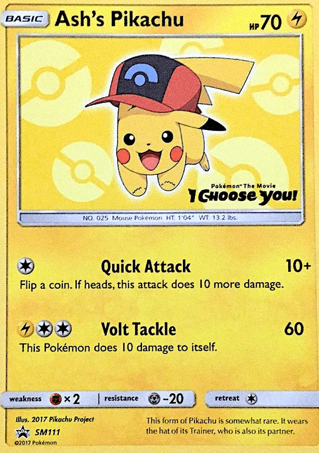 Carta Ash's Pikachu SM111/248 do set SM Black Star Promos — Pokémon TCG | Bynx