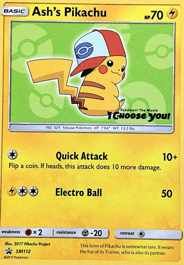 Carta Ash's Pikachu SM112/248 do set SM Black Star Promos — Pokémon TCG | Bynx
