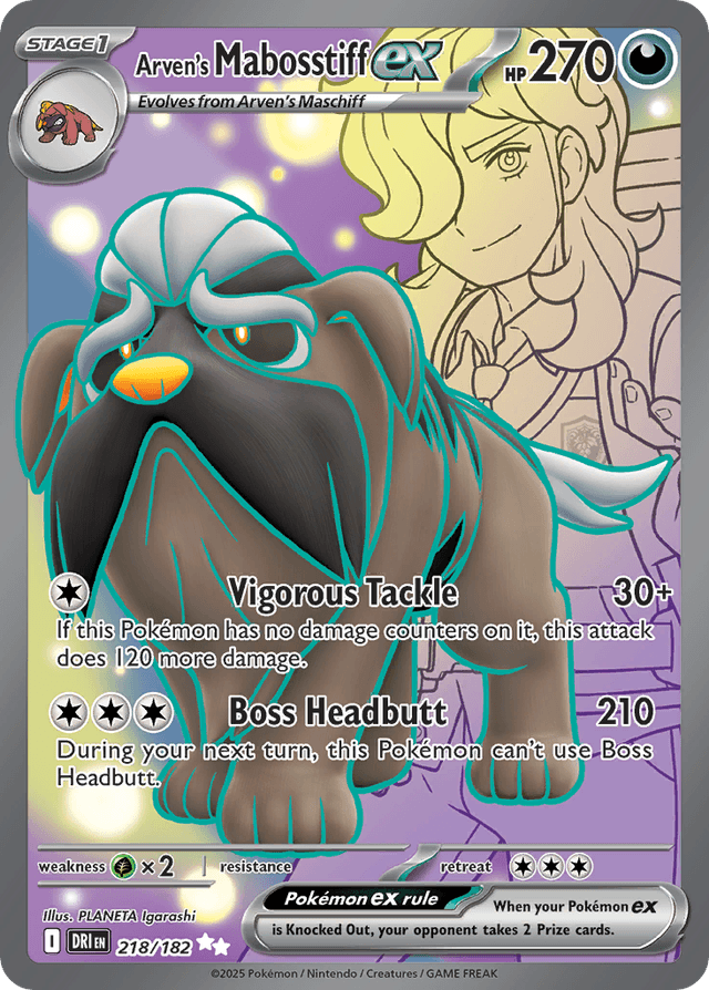 Carta Arven's Mabosstiff ex 218/182 do set Destined Rivals — Pokémon TCG | Bynx