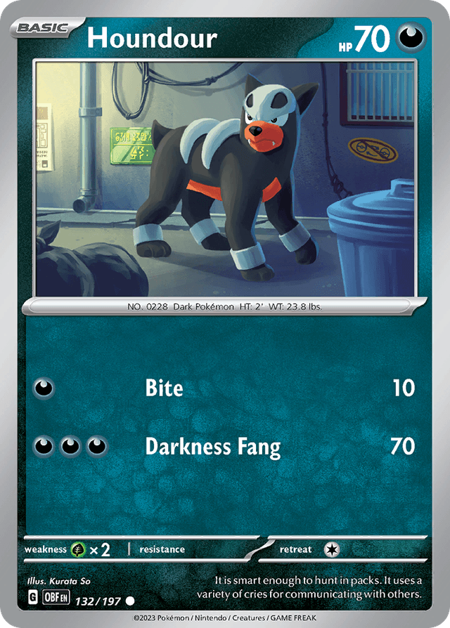 Carta Houndour 132/197 do set Obsidian Flames — Pokémon TCG | Bynx