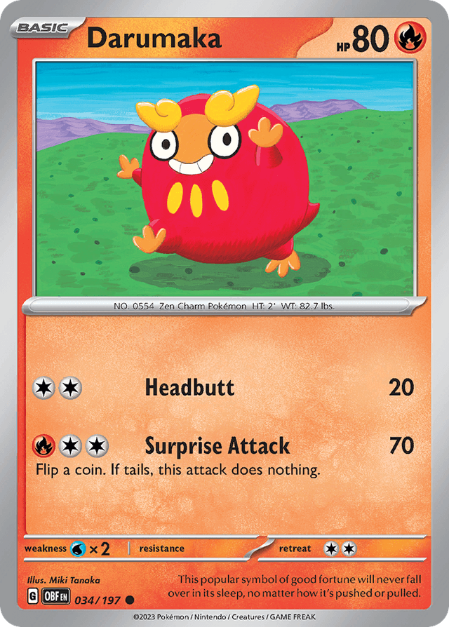 Carta Darumaka 34/197 do set Obsidian Flames — Pokémon TCG | Bynx