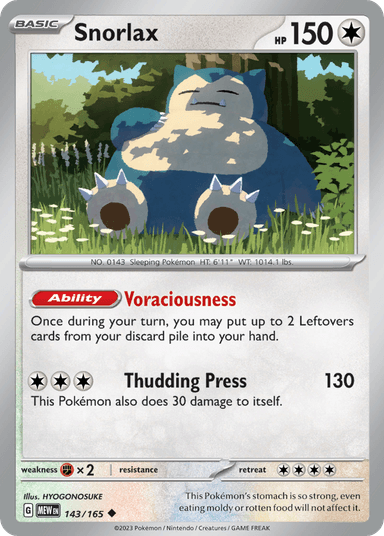 Carta Snorlax 143/165 do set 151 — Pokémon TCG | Bynx