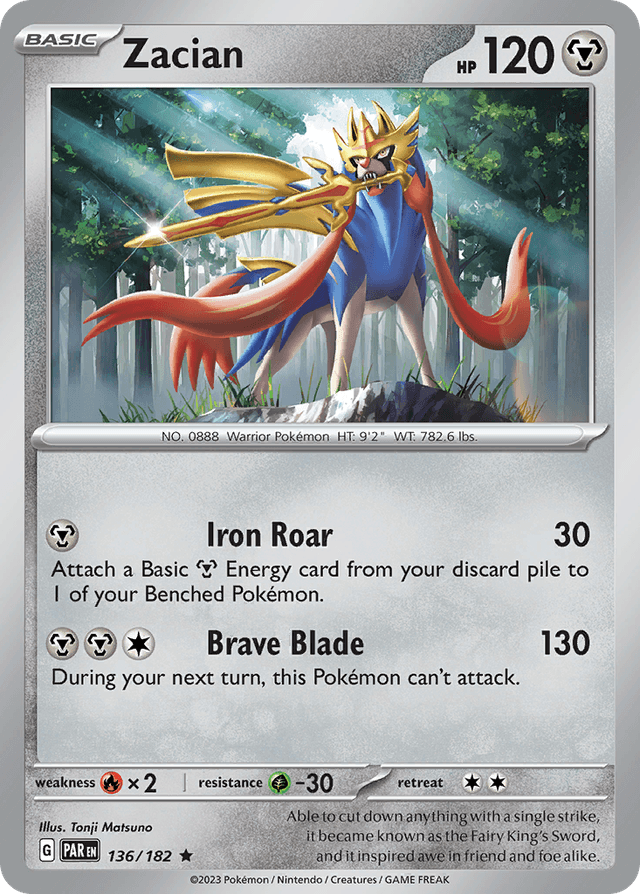 Carta Zacian 136/182 do set Paradox Rift — Pokémon TCG | Bynx