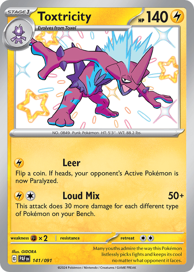 Carta Toxtricity 141/91 do set Paldean Fates — Pokémon TCG | Bynx