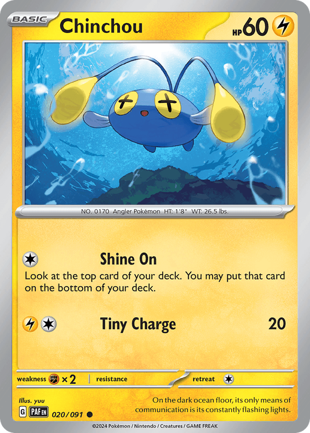 Carta Chinchou 20/91 do set Paldean Fates — Pokémon TCG | Bynx