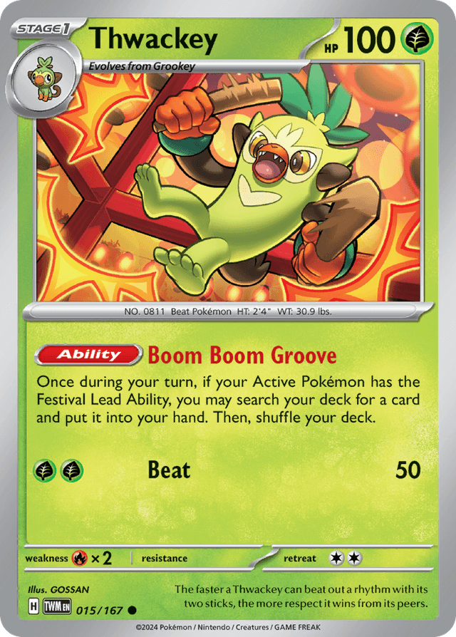 Carta Thwackey 15/167 do set Twilight Masquerade — Pokémon TCG | Bynx