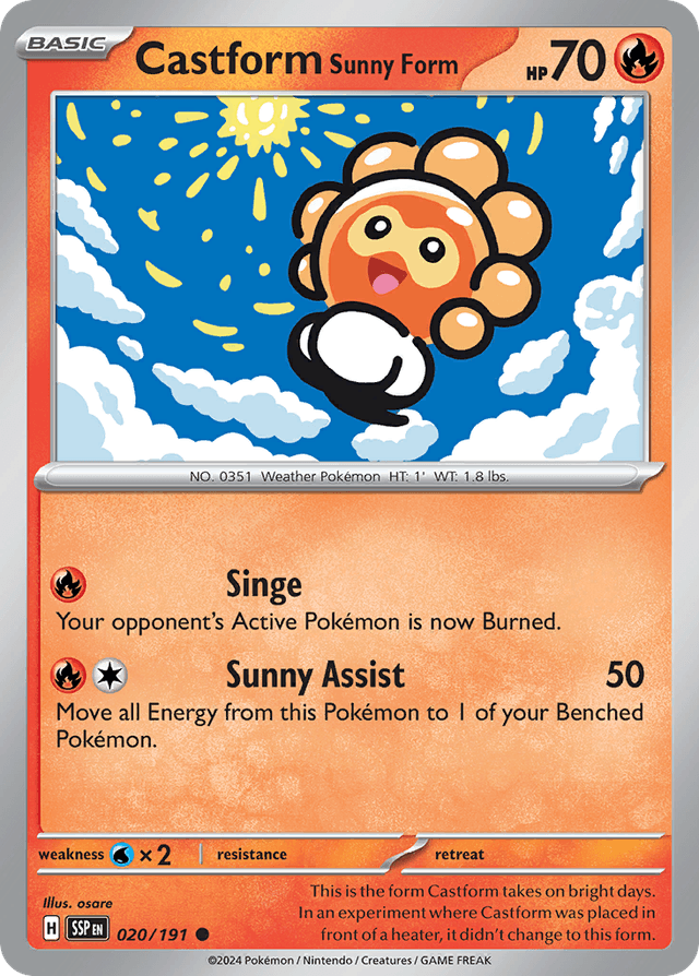 Carta Castform Sunny Form 20/191 do set Surging Sparks — Pokémon TCG | Bynx