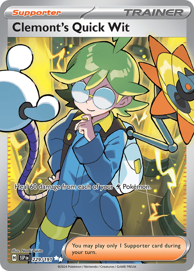 Carta Clemont's Quick Wit 229/191 do set Surging Sparks — Pokémon TCG | Bynx