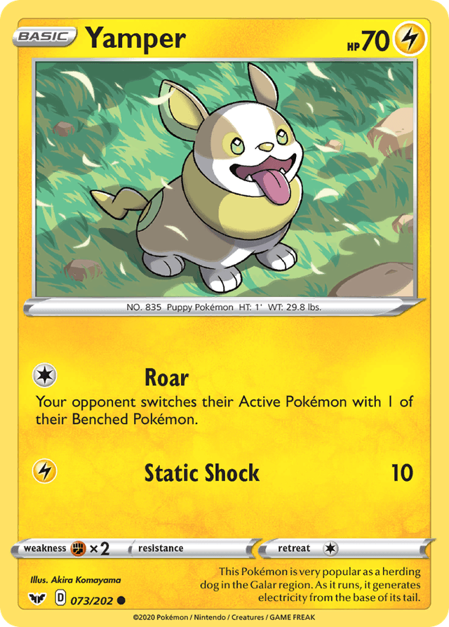 Carta Yamper 73/202 do set Sword & Shield — Pokémon TCG | Bynx