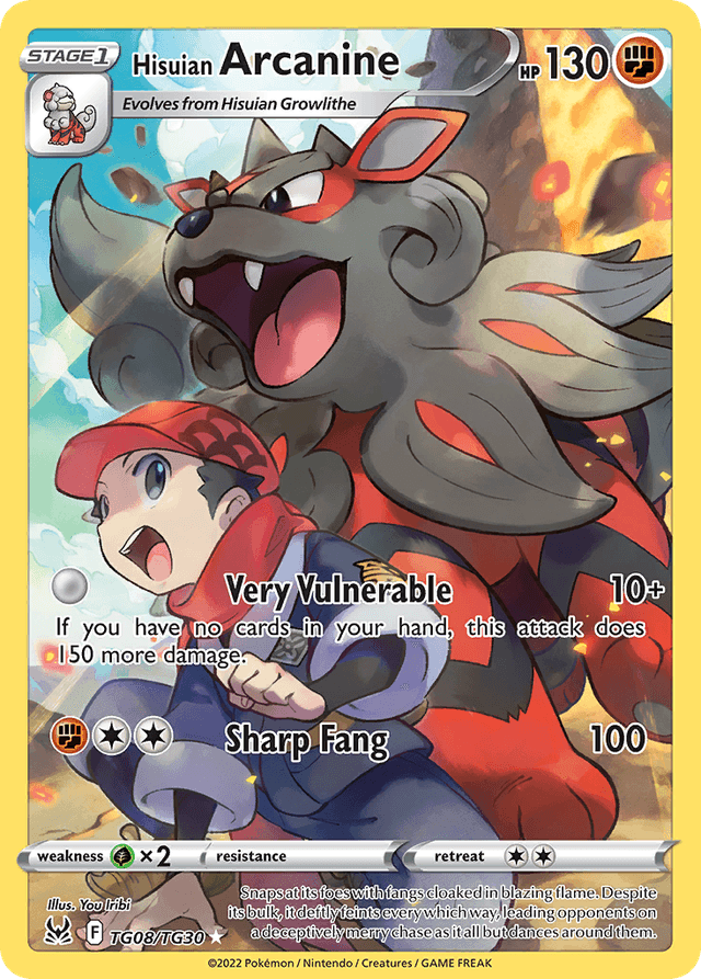 Carta Hisuian Arcanine TG08/30 do set Lost Origin Trainer Gallery — Pokémon TCG | Bynx