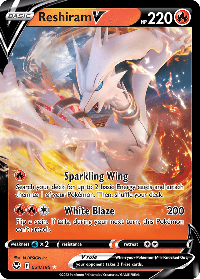 Carta Reshiram V 24/195 do set Silver Tempest — Pokémon TCG | Bynx