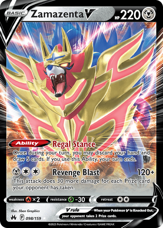 Carta Zamazenta V 98/159 do set Crown Zenith — Pokémon TCG | Bynx