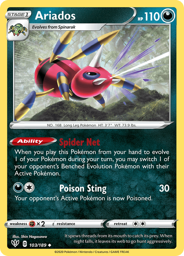 Carta Ariados 103/189 do set Darkness Ablaze — Pokémon TCG | Bynx