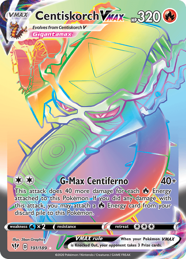 Carta Centiskorch VMAX 191/189 do set Darkness Ablaze — Pokémon TCG | Bynx