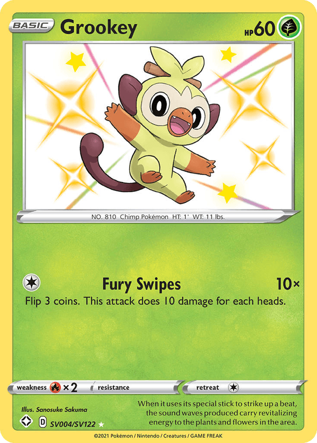Carta Grookey SV004/122 do set Shining Fates Shiny Vault — Pokémon TCG | Bynx