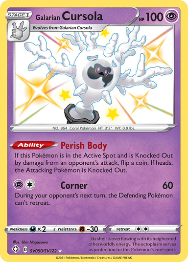 Carta Galarian Cursola SV050/122 do set Shining Fates Shiny Vault — Pokémon TCG | Bynx