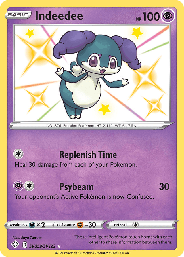 Carta Indeedee SV059/122 do set Shining Fates Shiny Vault — Pokémon TCG | Bynx