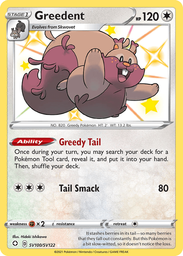 Carta Greedent SV100/122 do set Shining Fates Shiny Vault — Pokémon TCG | Bynx