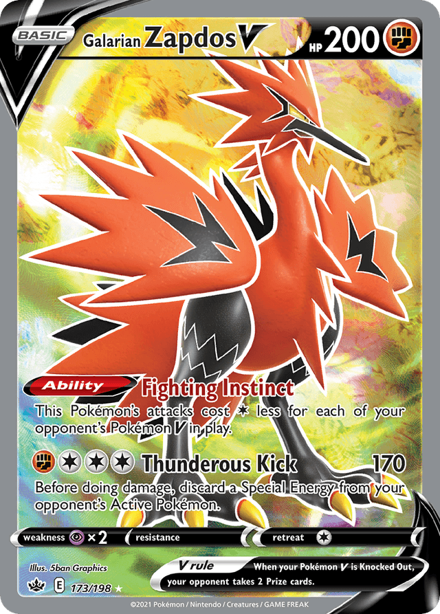 Carta Galarian Zapdos V 173/198 do set Chilling Reign — Pokémon TCG | Bynx