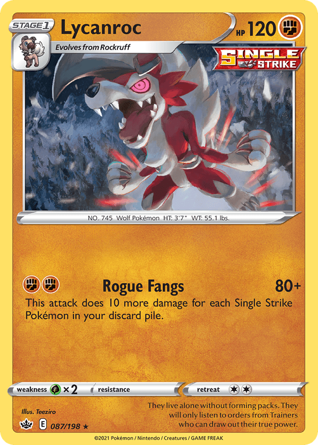 Carta Lycanroc 87/198 do set Chilling Reign — Pokémon TCG | Bynx
