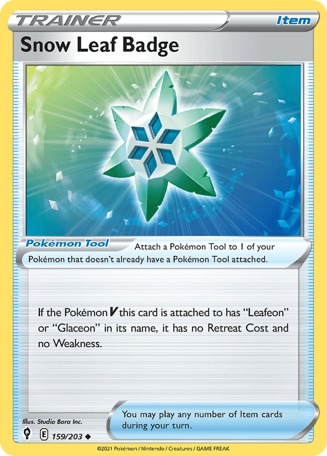Carta Snow Leaf Badge 159/203 do set Evolving Skies — Pokémon TCG | Bynx