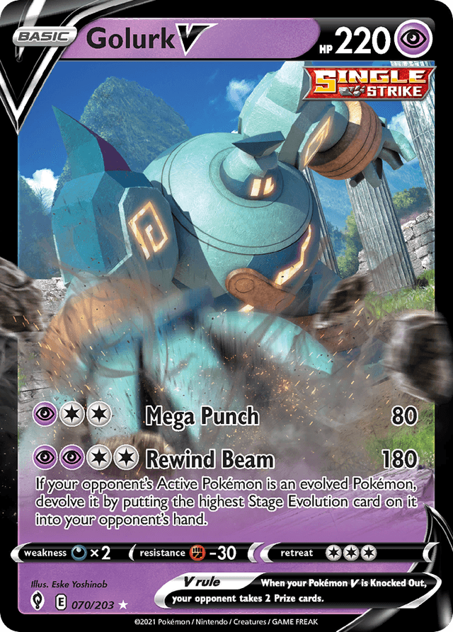 Carta Golurk V 70/203 do set Evolving Skies — Pokémon TCG | Bynx