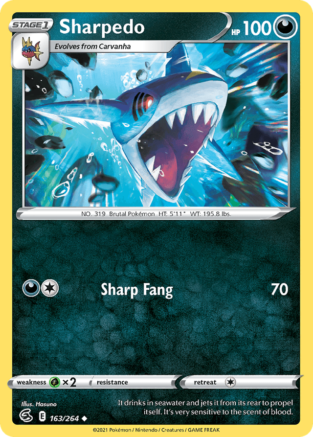 Carta Sharpedo 163/264 do set Fusion Strike — Pokémon TCG | Bynx