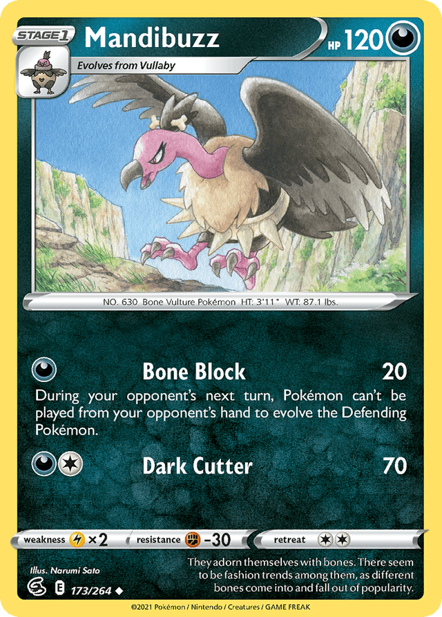Carta Mandibuzz 173/264 do set Fusion Strike — Pokémon TCG | Bynx