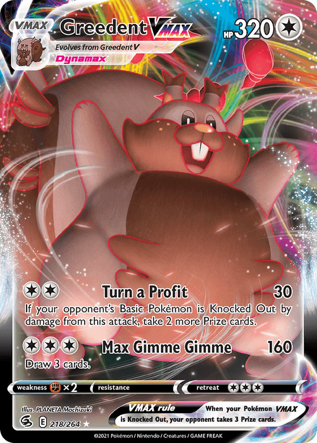 Carta Greedent VMAX 218/264 do set Fusion Strike — Pokémon TCG | Bynx