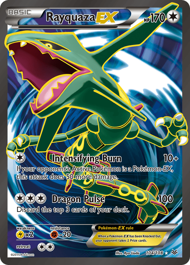 Carta Rayquaza-EX 104/108 do set Roaring Skies — Pokémon TCG | Bynx