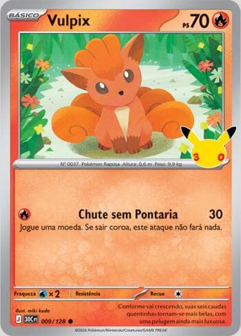 Carta Vulpix 009/128 do set 30th Celebration — Pokémon TCG | Bynx