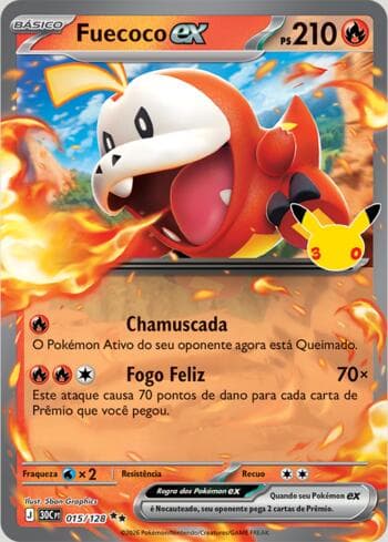 Carta Fuecoco ex 015/128 do set 30th Celebration — Pokémon TCG | Bynx