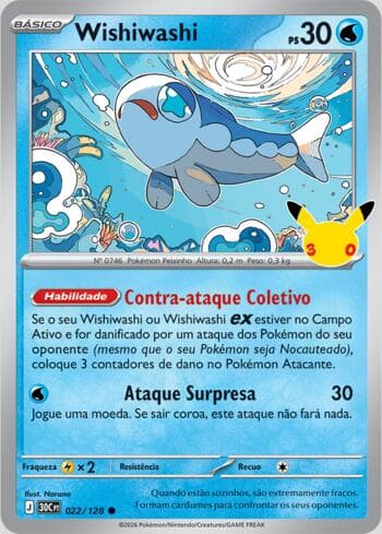 Carta Wishiwashi 022/128 do set 30th Celebration — Pokémon TCG | Bynx