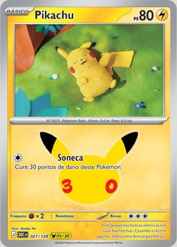 Carta Pikachu 027/128 do set 30th Celebration — Pokémon TCG | Bynx