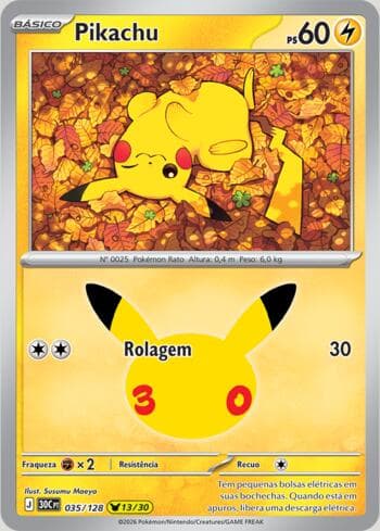 Carta Pikachu 035/128 do set 30th Celebration — Pokémon TCG | Bynx
