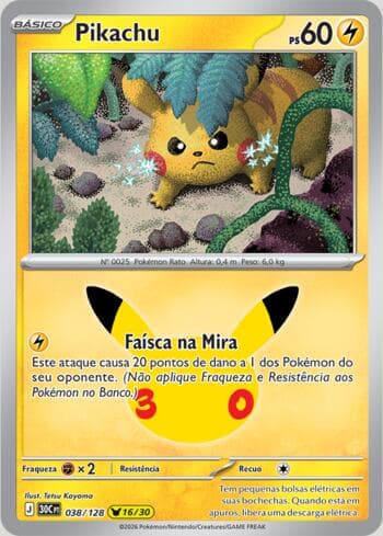 Carta Pikachu 038/128 do set 30th Celebration — Pokémon TCG | Bynx