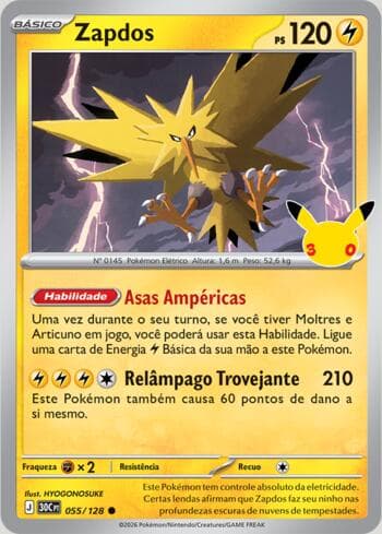 Zapdos 055/128 — 30th Celebration