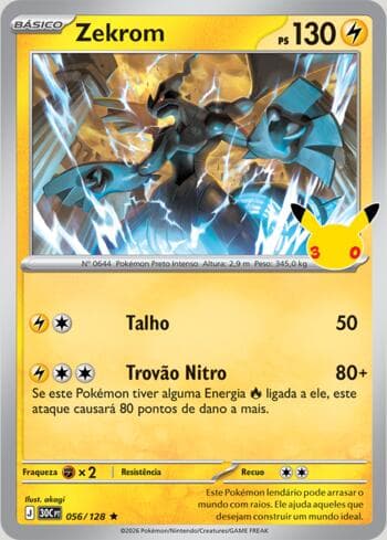Carta Zekrom 056/128 do set 30th Celebration — Pokémon TCG | Bynx